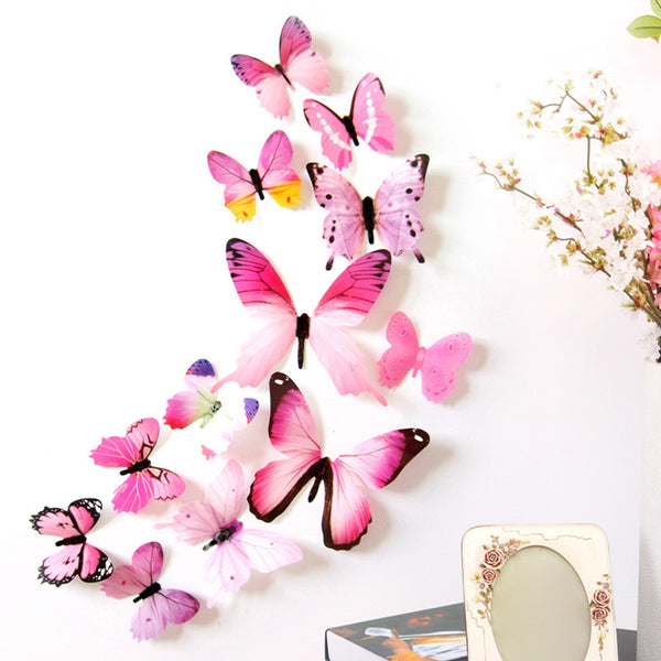 BERRY'S BUYS™ 3D Butterfly Wall Stickers Art Decal Home Room DIY Decorations Kids Decor 12PCS home decor Accessories Accesorios De Cocina - Berry's Buys