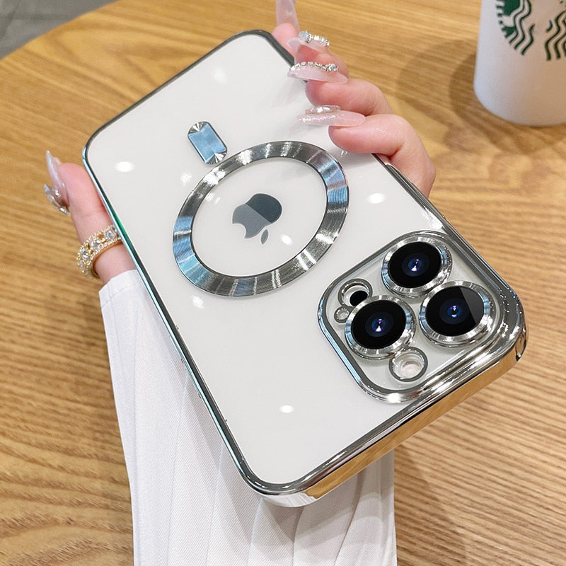 BERRY'S BUYS™ Fashion Transparent Magnetic Wireless Charging Case for Magsafe - The Ultimate Protection for Your iPhone - Effortless Charging on the Go - Berry's Buys