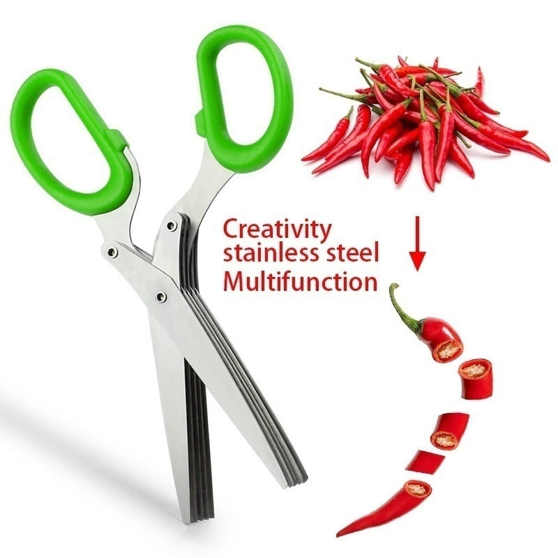BERRY'S BUYS™ Introducing the Multifunctional Multi-Layer Stainless Steel Knives Kitchen Scissors - The Ultimate Kitchen Tool for Effortless and Precise Cutting! - Berry's Buys