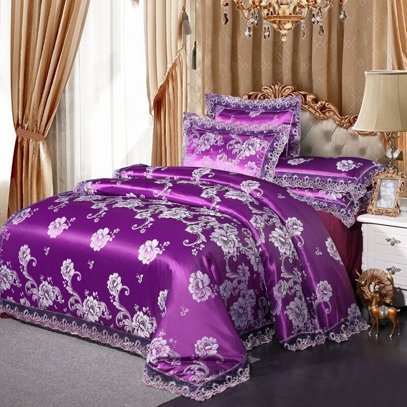 Luxury Satin Jacquard Bedding Set - Elevate Your Bedroom Decor with Elegance and Comfort - Upgrad...