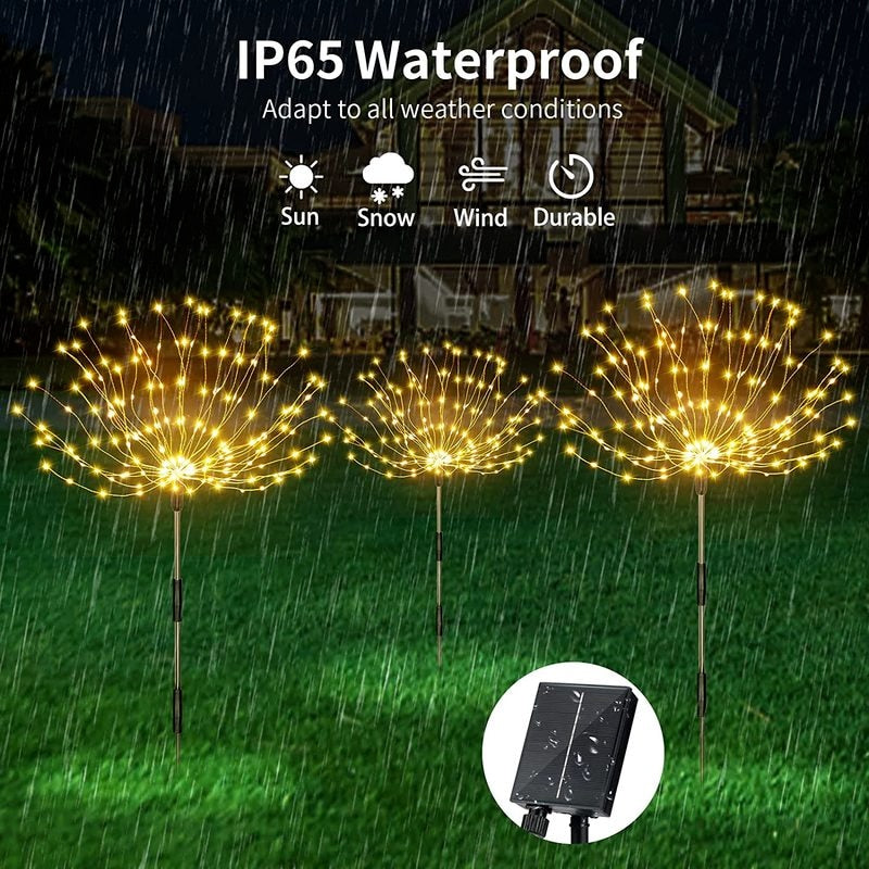 LED Solar Fireworks Lights - Create a Magical Ambience in Your Outdoor Space - Waterproof and Sol...