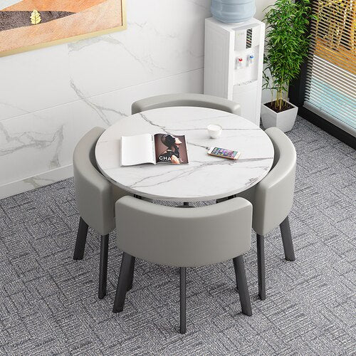 Mobile Round Center Dining Table - The Perfect Blend of Modern and Traditional Styles - Host Game...