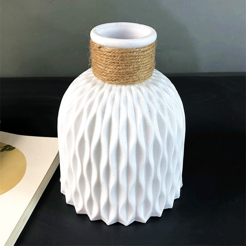 Modern Flower Vase Imitation Ceramic Flower Pot Decoration Home Plastic Vase Flower Arrangement N...