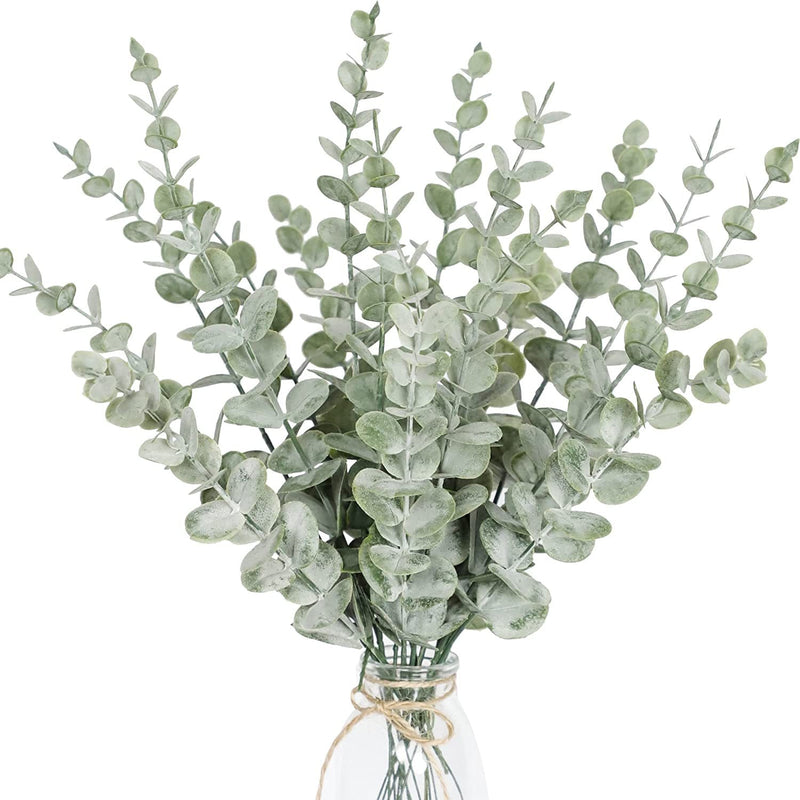 BERRY'S BUYS™ 6/12/18 Pcs Artificial Eucalyptus Leaves Green Fake Plant Branches for Wedding Party Outdoor Home Garden Table Decoration Wreath - Berry's Buys
