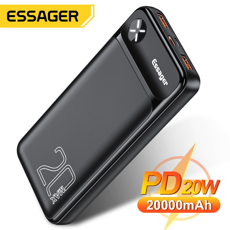 BERRY'S BUYS™ Essager Power Bank 20000mAh - Stay Charged on the Go - Multiple Charges, Fast Charging, and Built-in Safety Features - Berry's Buys