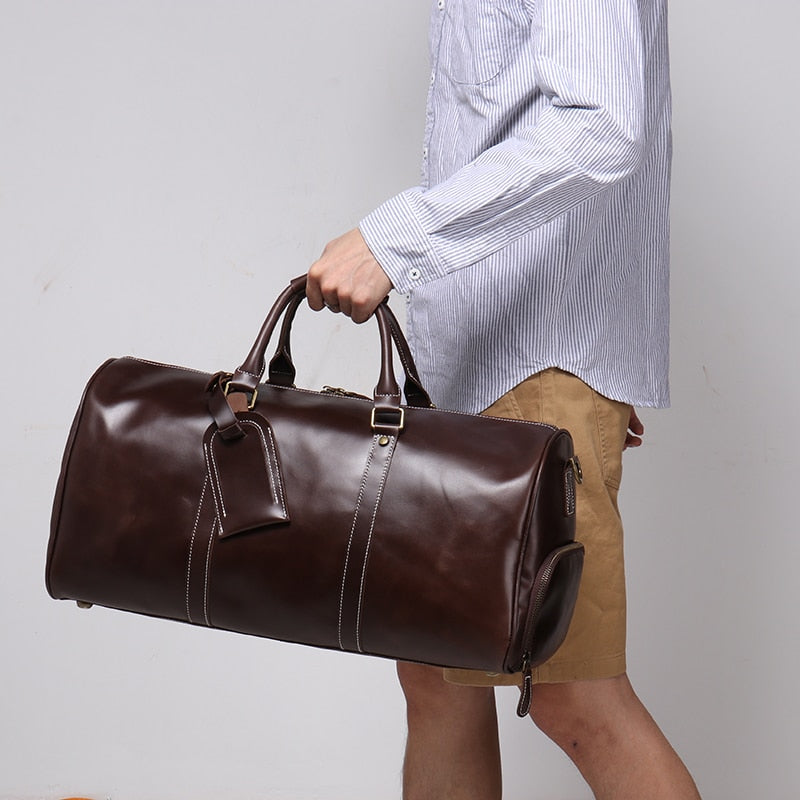 LEATHFOCUS Vintage Cowhide Travel Bag - The Perfect Blend of Style and Functionality - Ideal for ...