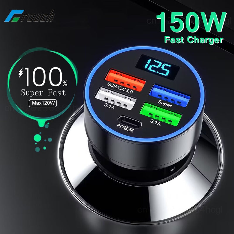 BERRY'S BUYS™ 5 Ports 150W Car Charger - Charge multiple devices on the go with lightning-fast speed and efficiency! - Berry's Buys