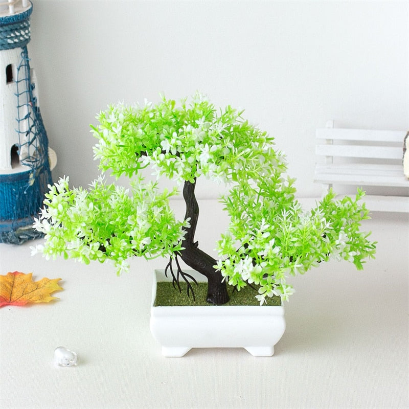 BERRY'S BUYS™ Artificial Plastic Plants Bonsai Small Tree Pot Fake Plant Potted Flower Home Room Table Decoration Garden Arrangement Ornaments - Berry's Buys
