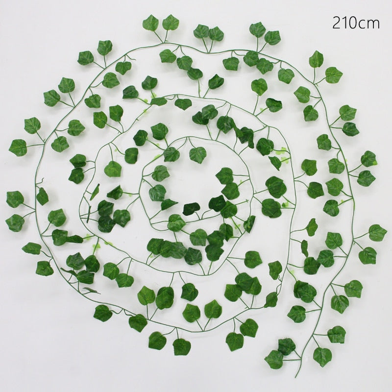 BERRY'S BUYS™ 200CM Hot Artificial Plants Rattan Creeper Green Leaf Ivy Vine For Home Wedding Decor Wholesale DIY Hanging Garland Fake Flowers - Berry's Buys