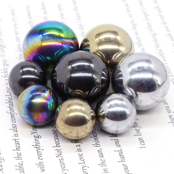 Round Natural Black Hematite Rainbow Ball Massage Sphere - Add Sophistication to Your Space and S...