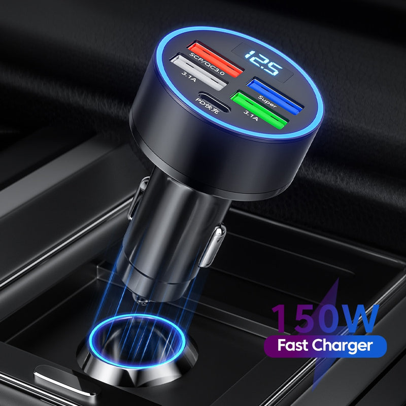 BERRY'S BUYS™ 5 Ports 150W Car Charger - Charge multiple devices on the go with lightning-fast speed and efficiency! - Berry's Buys