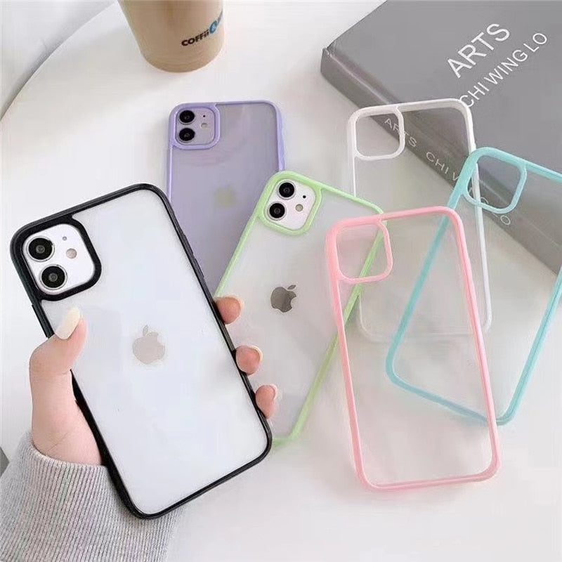 BERRY'S BUYS™ Candy Color Border Shockproof Silicone Phone Case - Stylish Protection for Your iPhone - Keep Your Phone Safe in Style! - Berry's Buys