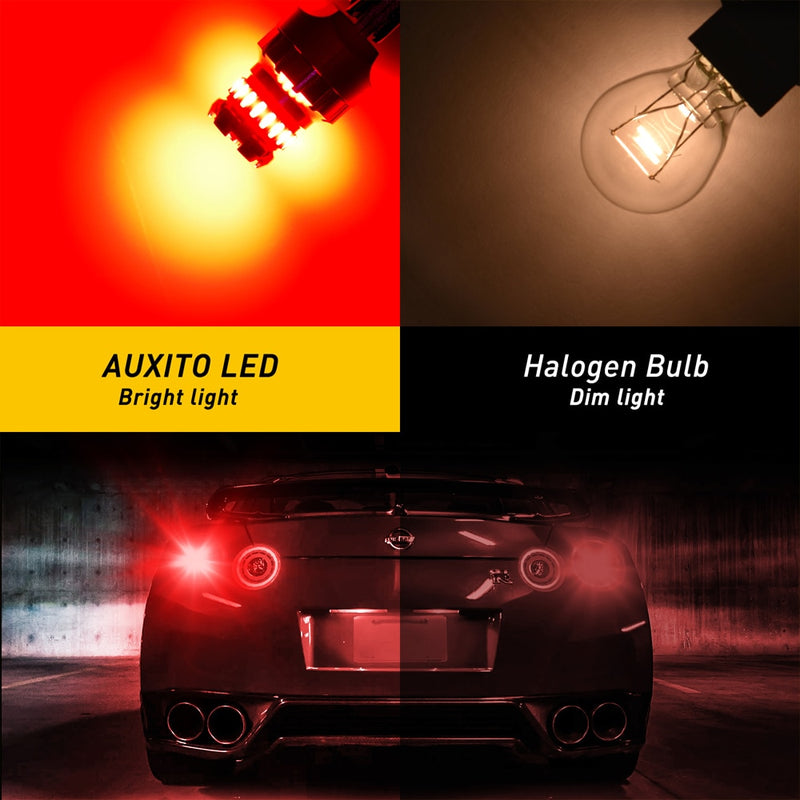 BERRY'S BUYS™ AUXITO 2Pcs T20 7443 LED Strobe Red Bulb - Experience Ultimate Brake Light Performance - Stay Visible and Safe on the Road - Berry's Buys