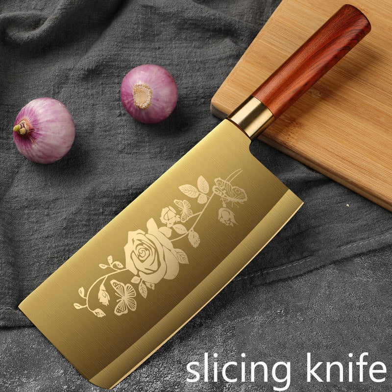New Style Golden Titanium Plated Kitchen Knives - Elevate Your Cooking Experience with Style and ...