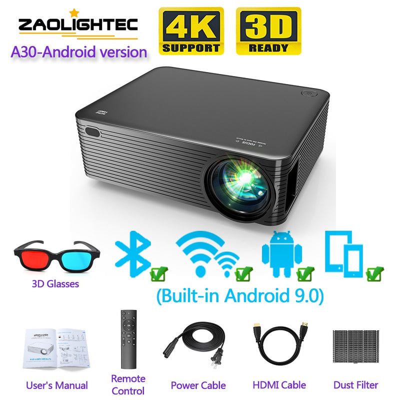 ZAOLIGHTEC A30 - The Ultimate Home Theater Projector - Elevate Your Movie Nights with Stunning Cl...