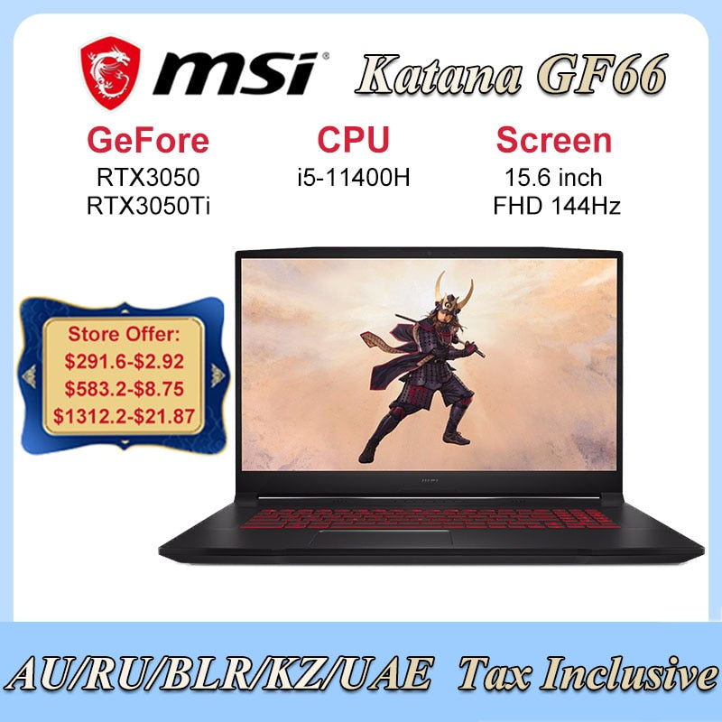 MSI Katana GF66 Gaming Laptop - Unleash Your Inner Champion - Experience Lightning-Fast Performan...