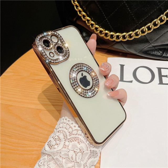Luxury Plating Glitter Diamond Transparent Case for iPhone - Sparkle with Style and Protection