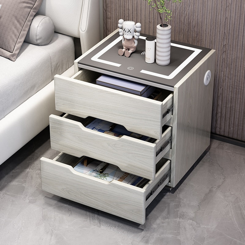 LISMA 3 Drawers Cabinet LED Smart Bedside Table Nightstand - Elevate Your Bedroom with Style and ...