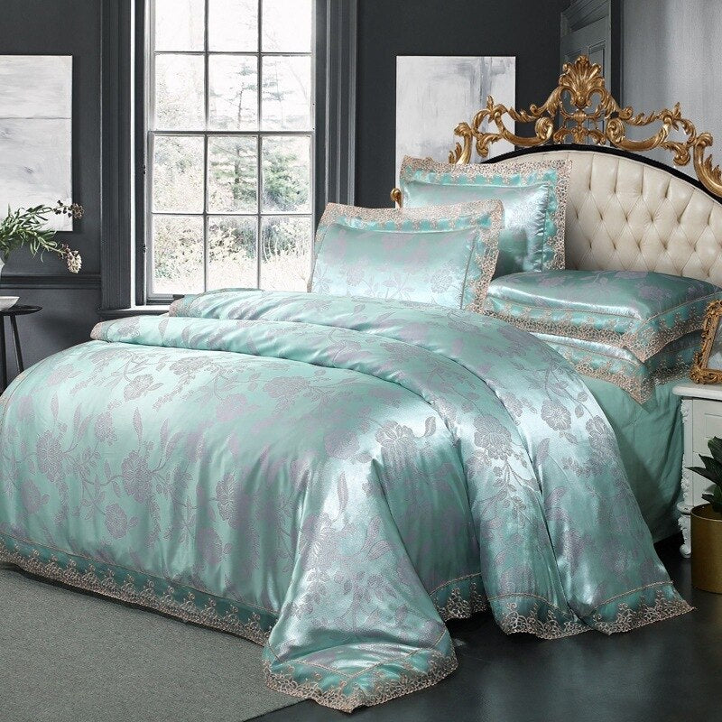 Luxury Satin Jacquard Bedding Set - Elevate Your Bedroom Decor with Elegance and Comfort - Upgrad...
