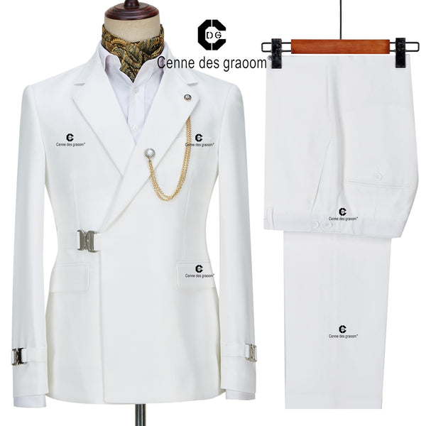 BERRY'S BUYS™ Cenne Des Graoom White Blazer Jacket Pants Set - A Modern Take on Classic Style - Look Sophisticated and Stay Comfortable. - Berry's Buys
