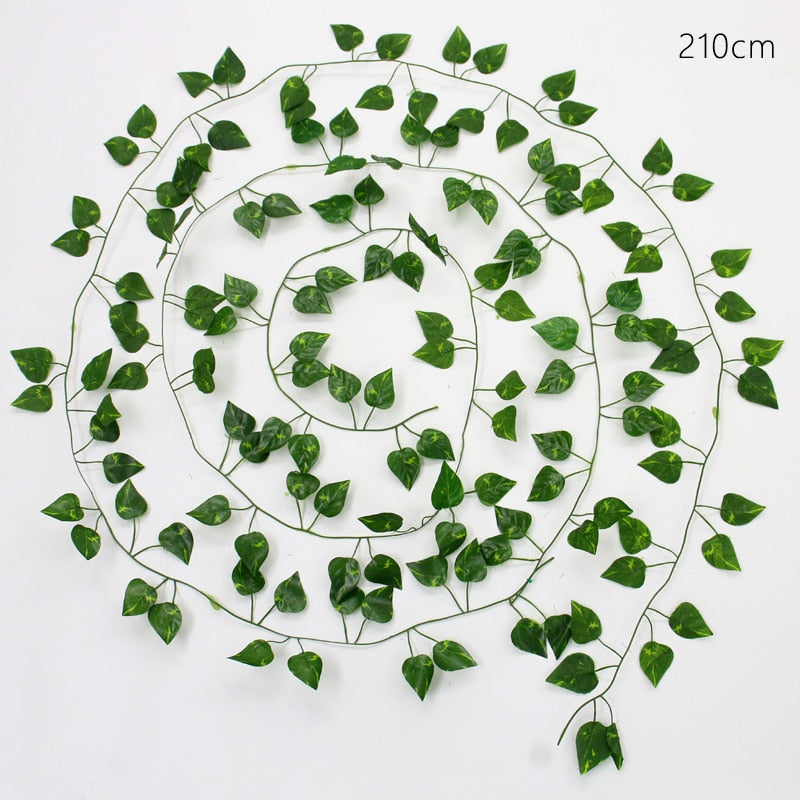BERRY'S BUYS™ 200CM Hot Artificial Plants Rattan Creeper Green Leaf Ivy Vine For Home Wedding Decor Wholesale DIY Hanging Garland Fake Flowers - Berry's Buys