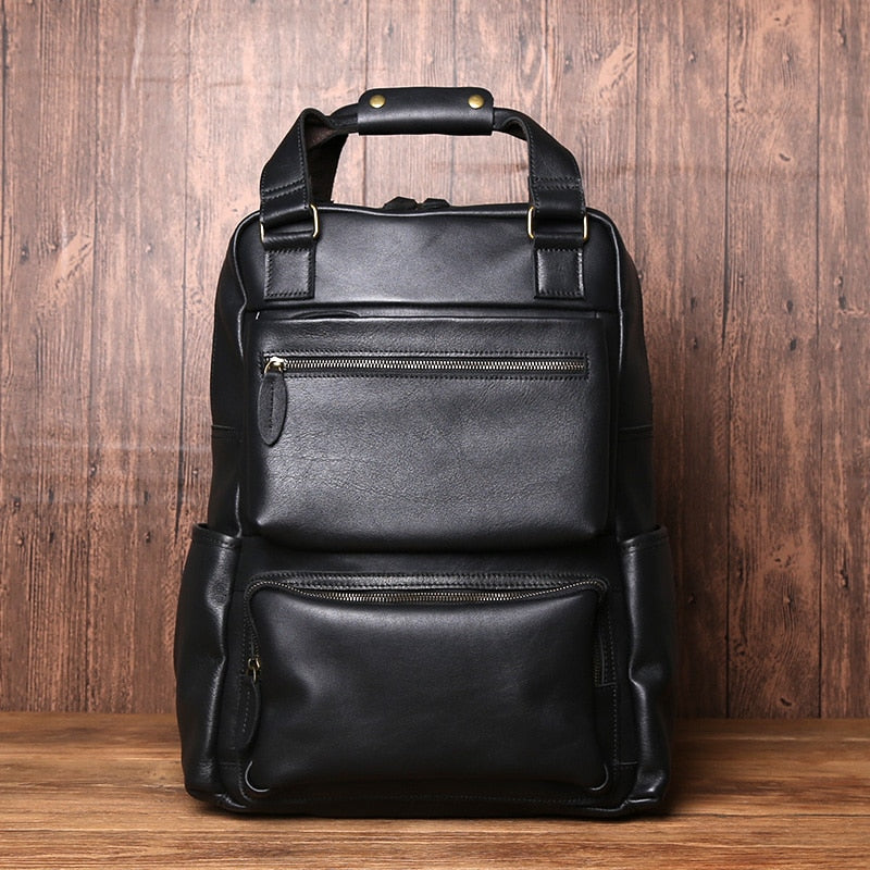JLFGPJ Handmade Vintage Crazy Horse Leather Backpack - Style and Functionality Combined - Perfect...