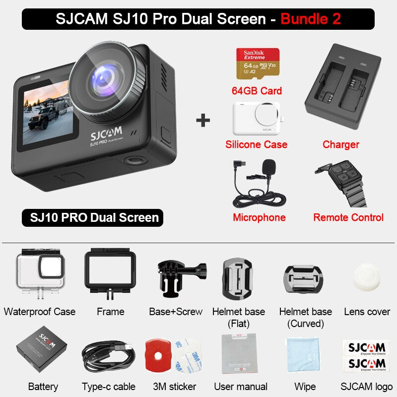 SJCAM Action Camera SJ10 Pro - Capture Your Adventures in Stunning Detail - Dual Screen Design