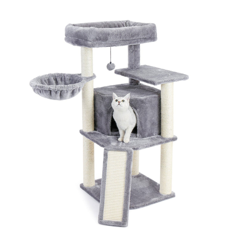 Large Cat House Tower Pet Tree Toy with Hammock Climbing Scratching Stick and Scratching Post Pai...
