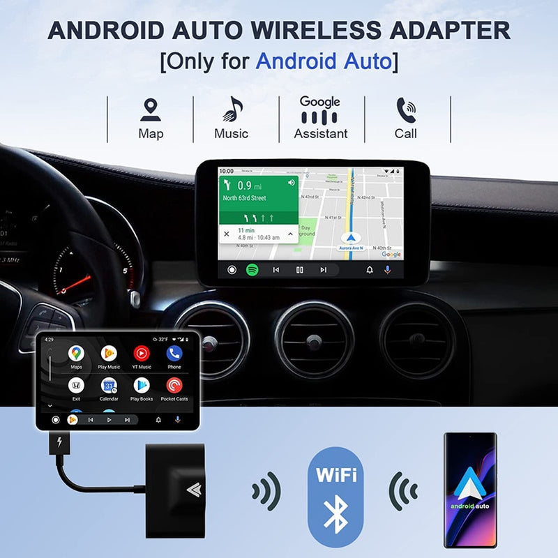 Wireless Android Auto Adapter - Upgrade Your Drive with Seamless Connectivity - Enjoy Hassle-Free...