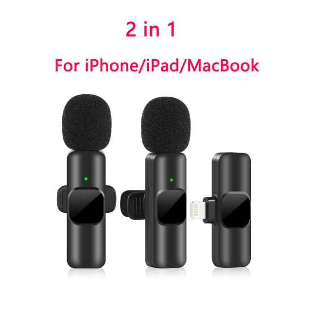 New Wireless Lavalier Microphone Portable Audio Video Recording Mini Mic for iPhone Android Live ...