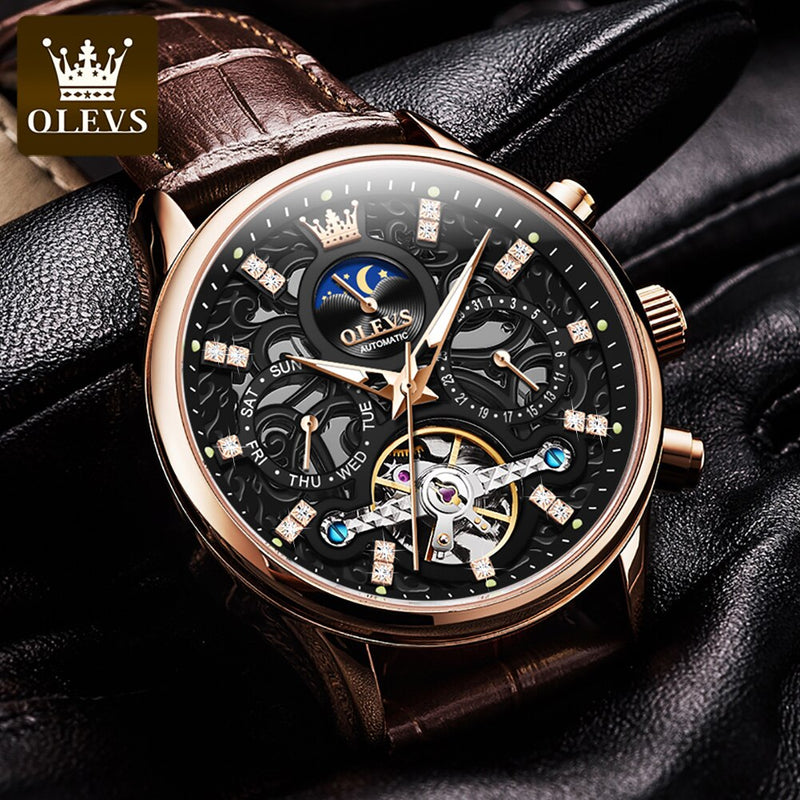OLEVS New Luxury Skeleton Mechanical Watch - Elevate Your Style with Sophistication and Functiona...