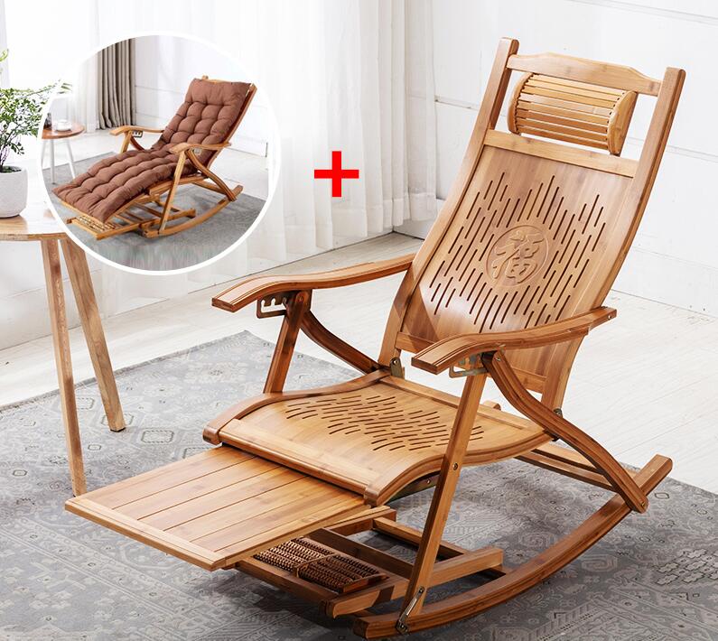Modern Folding Bamboo Rocking Chair Lounge Bed - Experience Ultimate Comfort and Style in Your Ho...