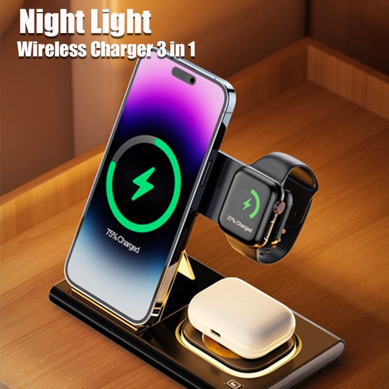 Wireless Charger 3 in 1 with Night Light - The Ultimate Charging Solution for All Your Devices - ...