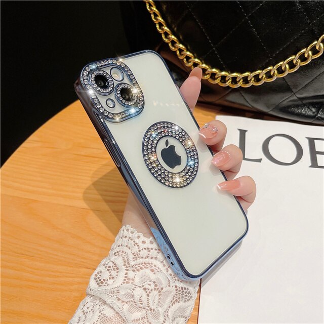 Luxury Plating Glitter Diamond Transparent Case for iPhone - Sparkle with Style and Protection