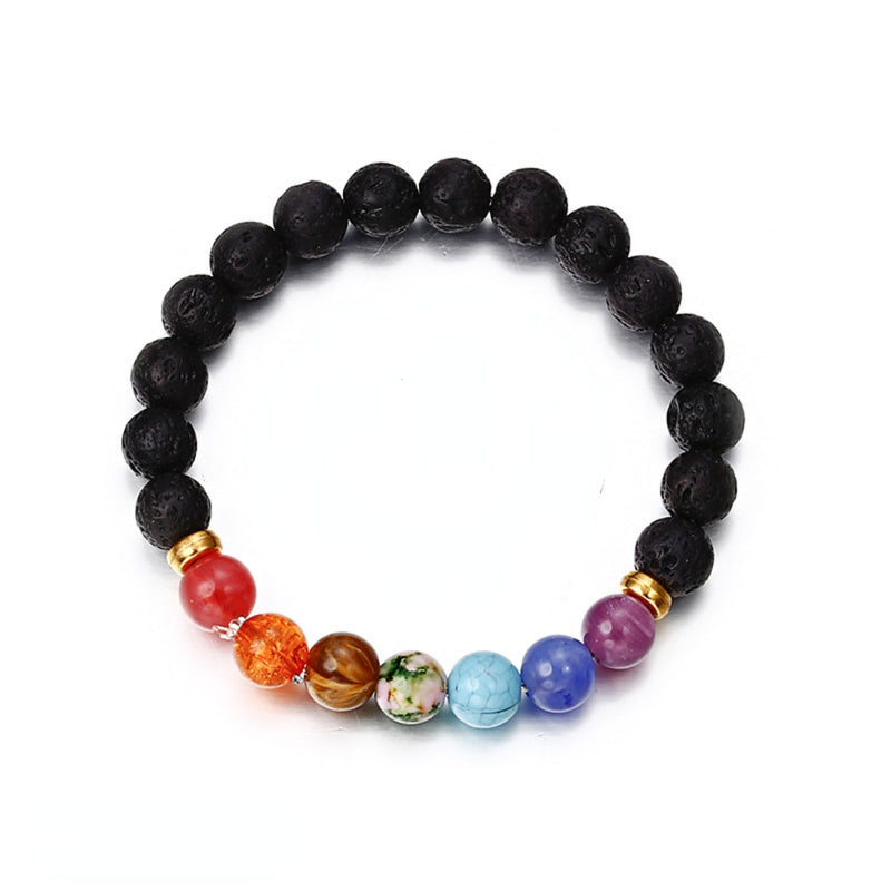 Natural Lava Stone Beads Healing Balance Chakra Charm Bracelet - Elevate Your Style and Inner Pea...