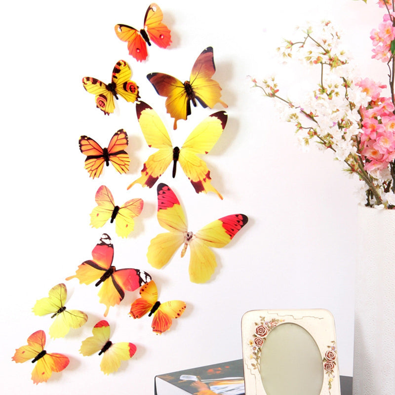 BERRY'S BUYS™ 3D Butterfly Wall Stickers Art Decal Home Room DIY Decorations Kids Decor 12PCS home decor Accessories Accesorios De Cocina - Berry's Buys