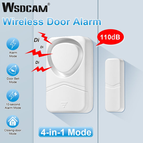 WSDCAM 4-in-1 Door Window Sensor Sound Security Alarm - Protect Your Home with Wireless Alert Sys...