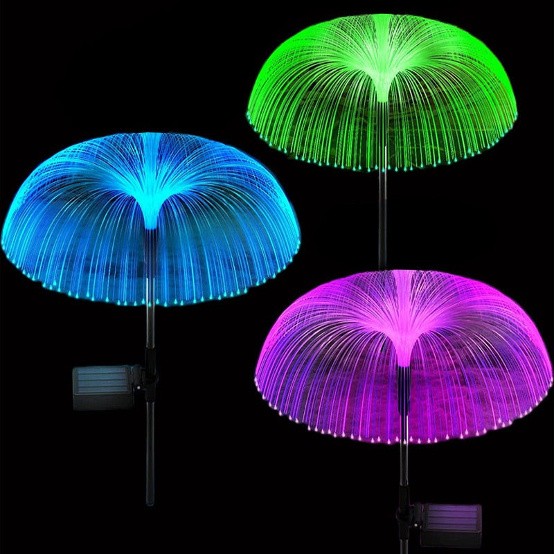 BERRY'S BUYS™ Double Solar Jellyfish Light 7 Colors Solar Garden Lights LED Fiber Optic Lights Outdoor Waterproof Decor Lamp for Lawn Patio - Berry's Buys