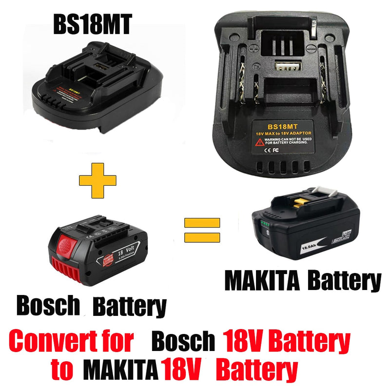 BERRY'S BUYS™ BS18MT Battery Adapter Converter USB - Convert Your Bosch Batteries to Makita Lithium Batteries - Save Money and Keep Your Tools Running - Berry's Buys
