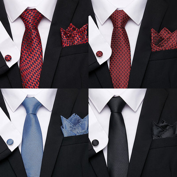 Luxury Tie Handkerchief Pocket Squares Cufflink Set Necktie - Elevate Your Style Game with Striki...