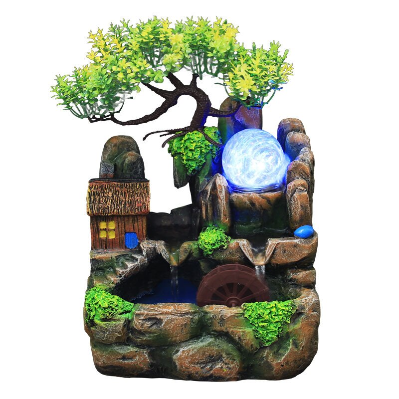 Led Lights Resin Rockery Flowing Water Fountain - Enhance Your Space with Serenity and Ambiance