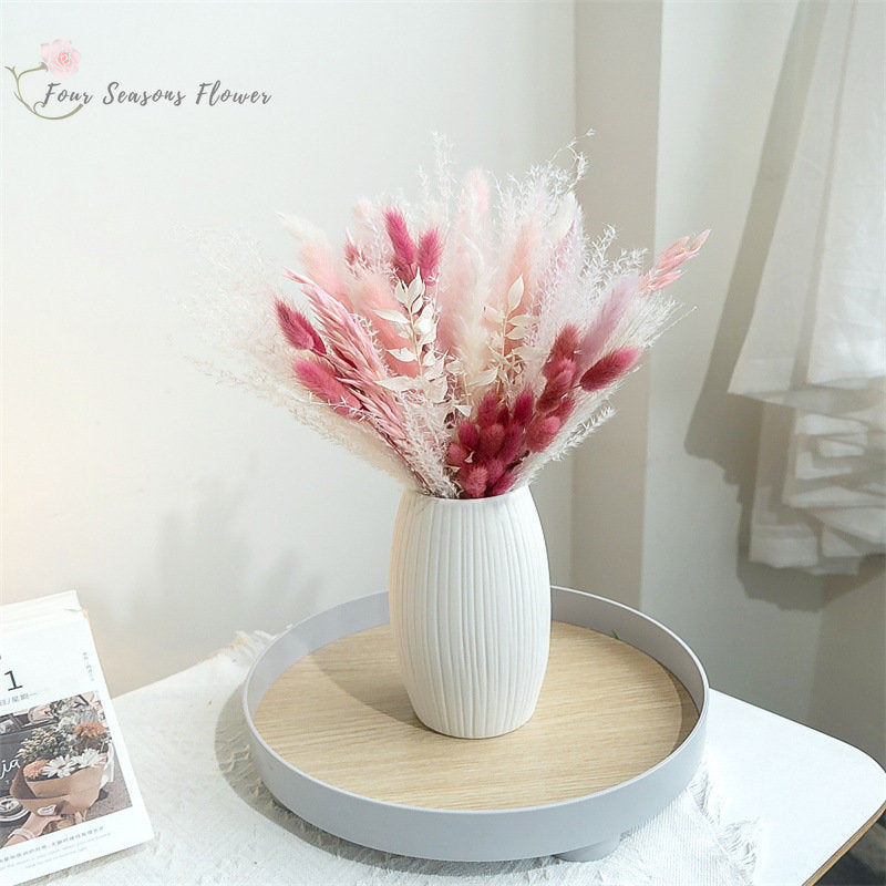 BERRY'S BUYS™ 60pcs Fluffy Bunny Tails Dried Flowers Arrangement Natural Pampas Grass For Vase Boho Floral for Wedding Home Room Decor - Berry's Buys