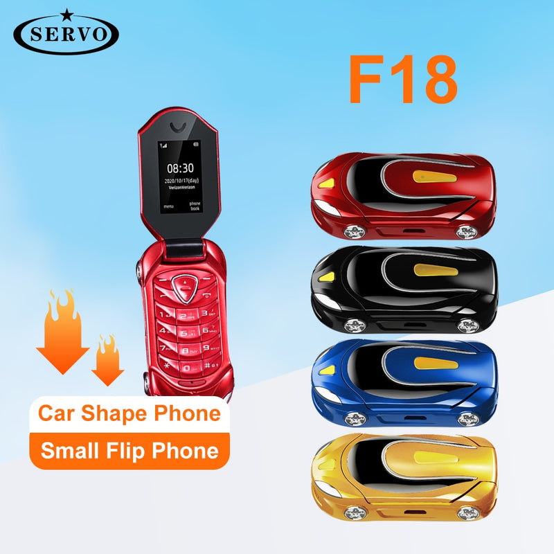 SERVO Small Flip Mobile Phone - Stay Connected in Style with the Mini Car-Shaped Cellphone!