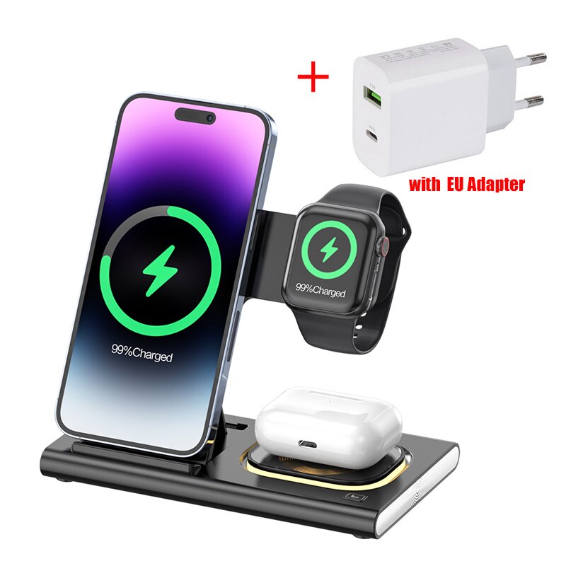 Wireless Charger 3 in 1 with Night Light - The Ultimate Charging Solution for All Your Devices - ...