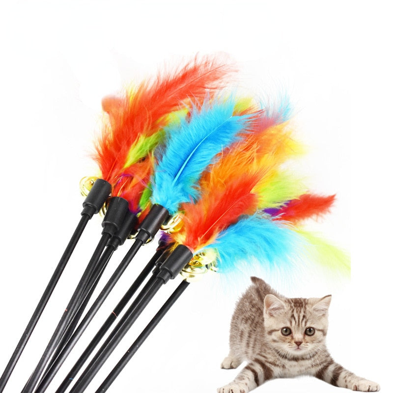 BERRY'S BUYS™ Funny Kitten Cat Teaser Interactive Toy Rod - Keep Your Feline Friend Active and Engaged with Feather Toys - Hours of Fun Guaranteed! - Berry's Buys