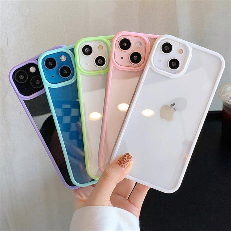 BERRY'S BUYS™ Candy Color Border Shockproof Silicone Phone Case - Stylish Protection for Your iPhone - Keep Your Phone Safe in Style! - Berry's Buys