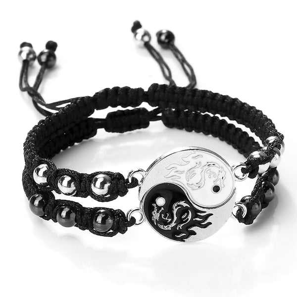 BERRY'S BUYS™ Dragon Tai Chi Gossip Braided Bracelet Set - Share Balance and Harmony with a Loved One - Add Style and Meaning to Your Jewelry Collection - Berry's Buys