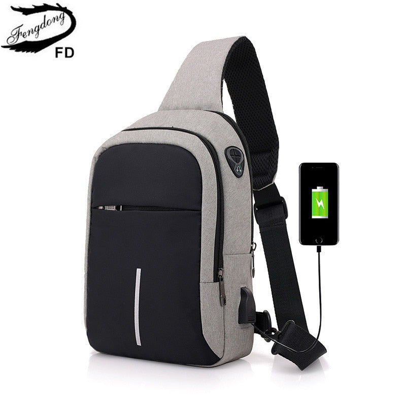 BERRY'S BUYS™ Fengdong Small USB Charge Shoulder Bag for Men - Stay Organized and Connected On-the-Go - Waterproof and Durable - Berry's Buys