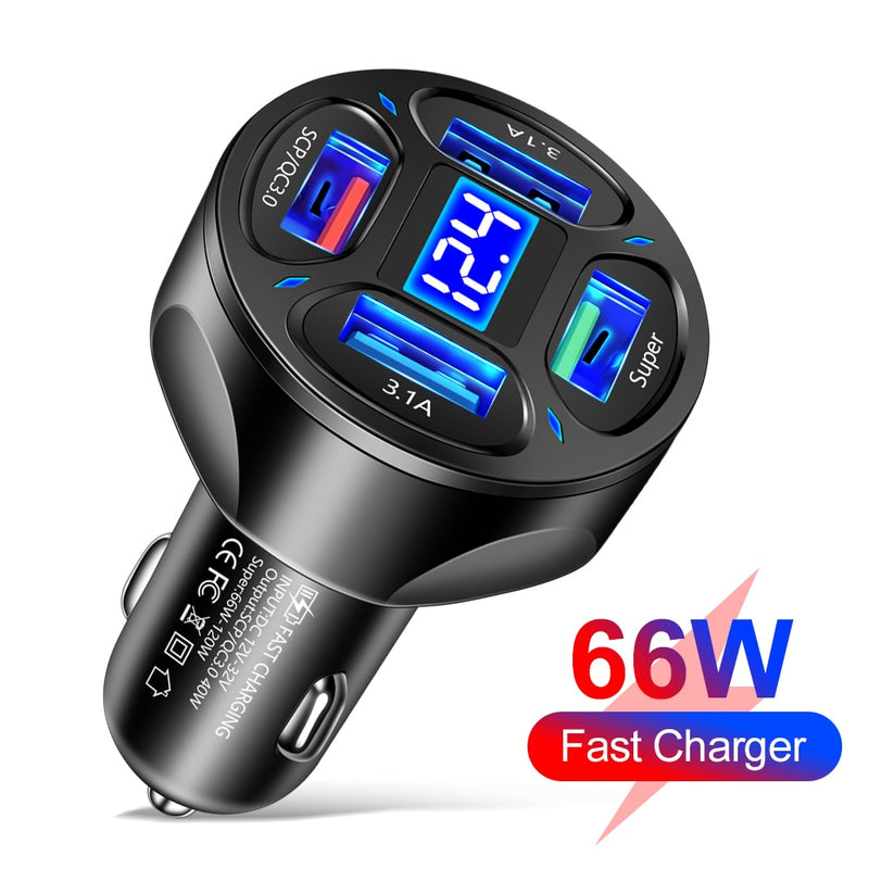 BERRY'S BUYS™ 4 Ports USB Car Charger - Charge multiple devices on the go with ease - Stay powered up wherever you are! - Berry's Buys