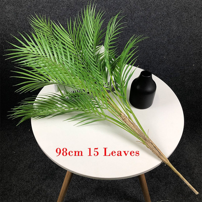 BERRY'S BUYS™ 125cm Large Artificial Palm Tree Tropical Plants Branch Plastic Fake Leaves Green Monstera For Christmas Home Garden Room Decor - Berry's Buys